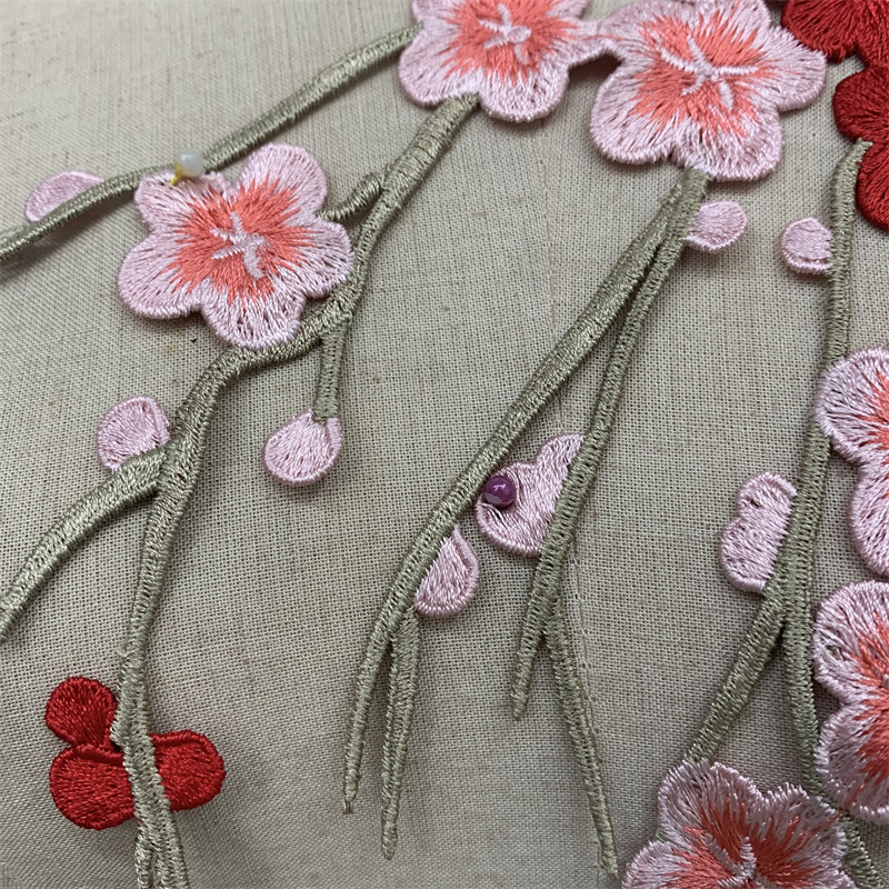 Plum blossom embroidery patchwork cheongsam, evening dress, performance dress, wedding dress, decorative accessories