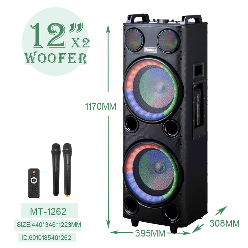 MT-1262 Twin 12 "Series portable speaker Bluetooth Wireless Stereo Radio Wireless Mic *2
