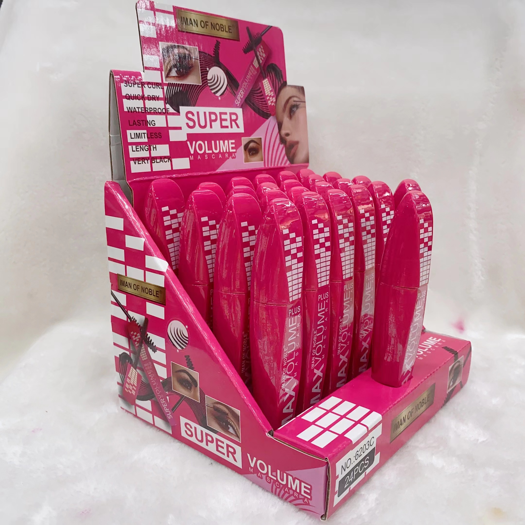 IMAN OF NOBLE cross-border 2023 new pink MAX mascara 24 hours lasting makeup free waterproof band trial details Picture