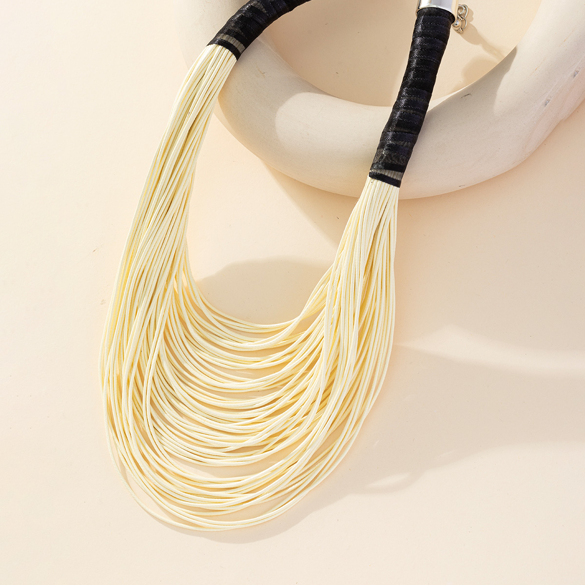 European and American multi-layer vintage fringe leather rope necklace Bohemian vintage style white collar