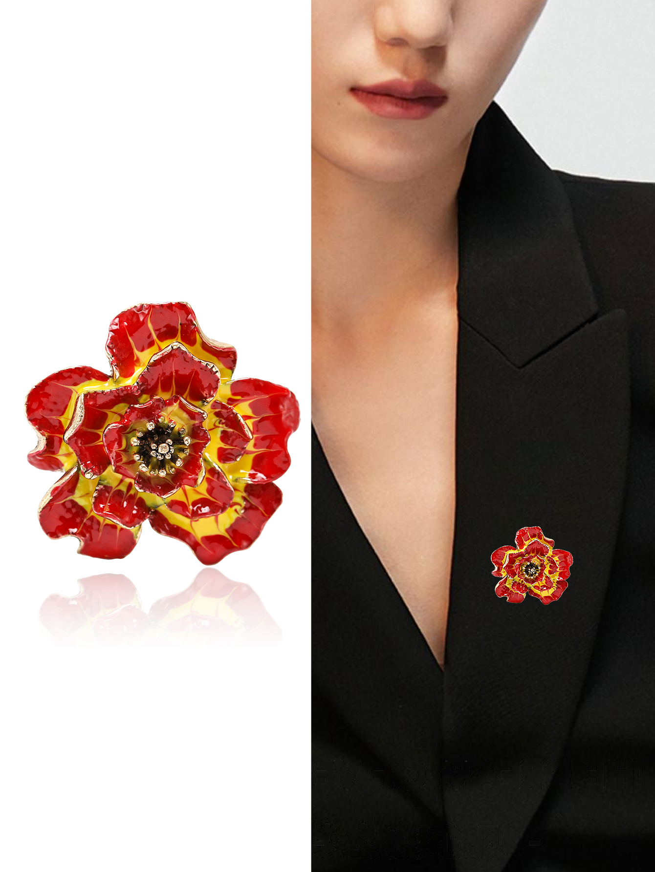 Factory direct sales of creative and light luxury new best-selling retro oil-drip rose stainless steel brooches, anti-glare brooches, light luxury creative and retro brooches, simple and fashionable accessory pins