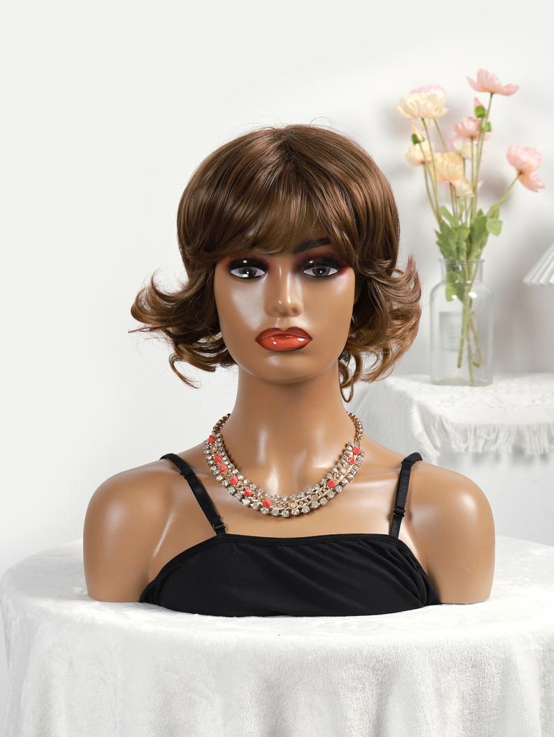 best not human hair wi, foreign trade, European and American women's wavy hair, hand-hooked, street wig, hair cover details Picture