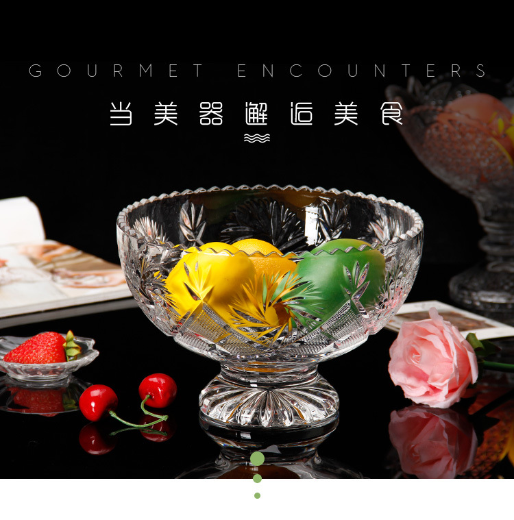 宇行玻璃 水晶玻璃果碗欧式轻奢浮雕雕花雪糕碗客厅家用加厚奶昔碗详情6