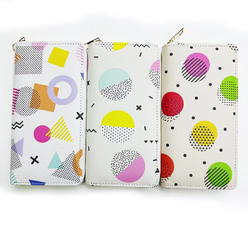 义乌工厂数码印花流行趋势圆点图案学生钱包欧美证件包小物件包
