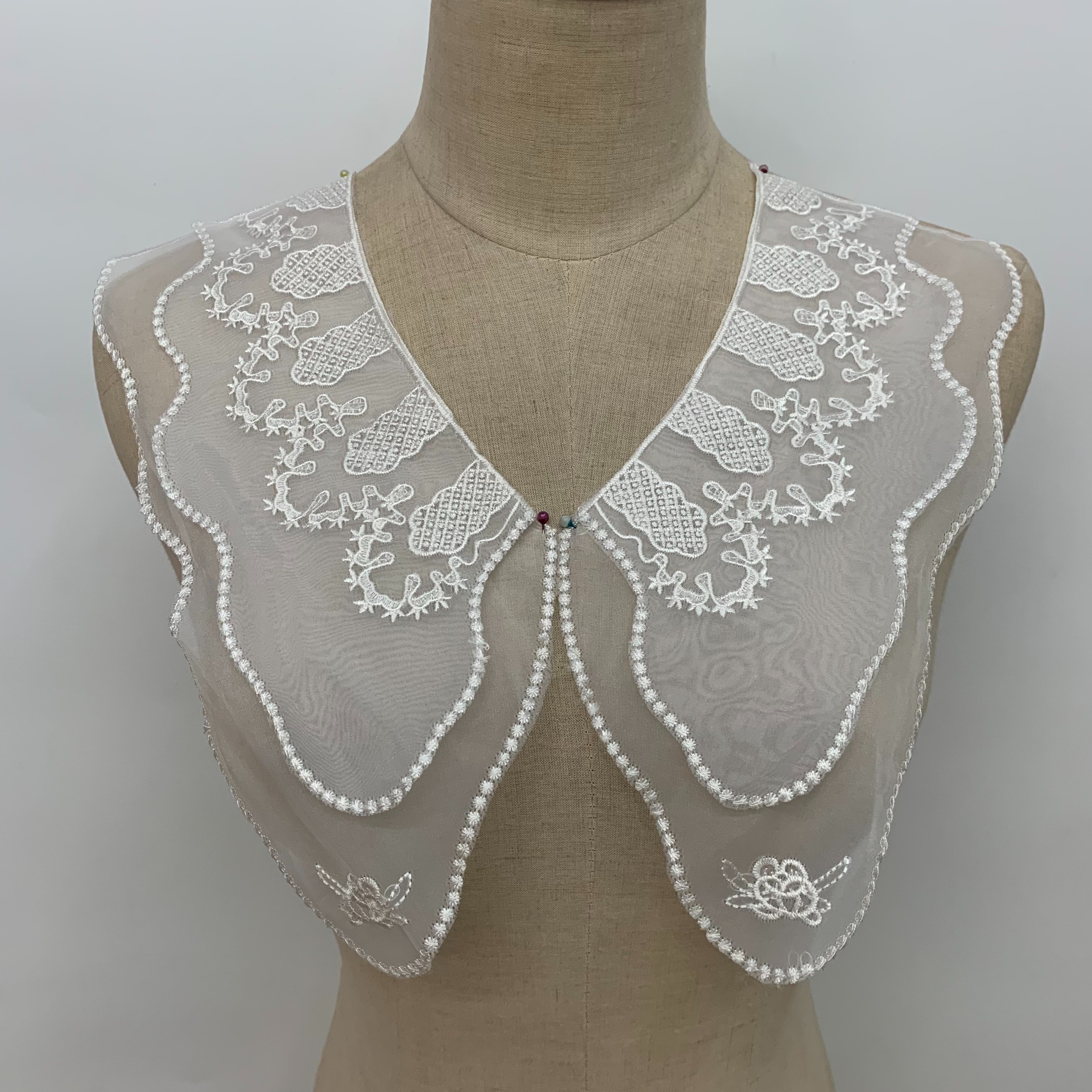 双层欧根纱假领子娃娃领装饰蕾丝减龄服装服饰辅料详情1