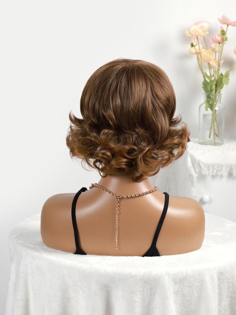 best not human hair wi, foreign trade, European and American women's wavy hair, hand-hooked, street wig, hair cover Item Picture