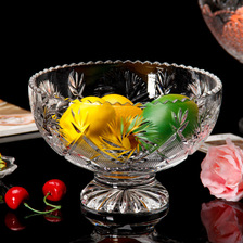 宇行玻璃 水晶玻璃果碗欧式轻奢浮雕雕花雪糕碗客厅家用加厚奶昔碗