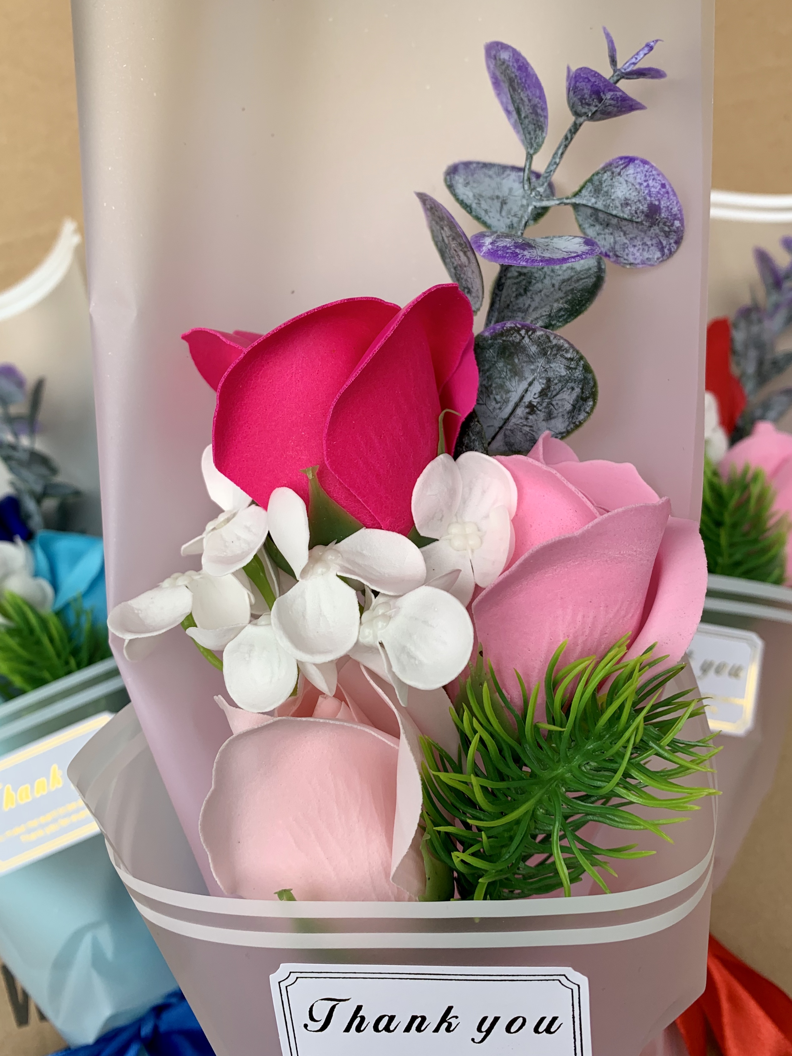 Creative 3-flower bouquet gift, single soap flower wholesale, soap flower Qixi Festival gift, preserved flower single rose Specification image