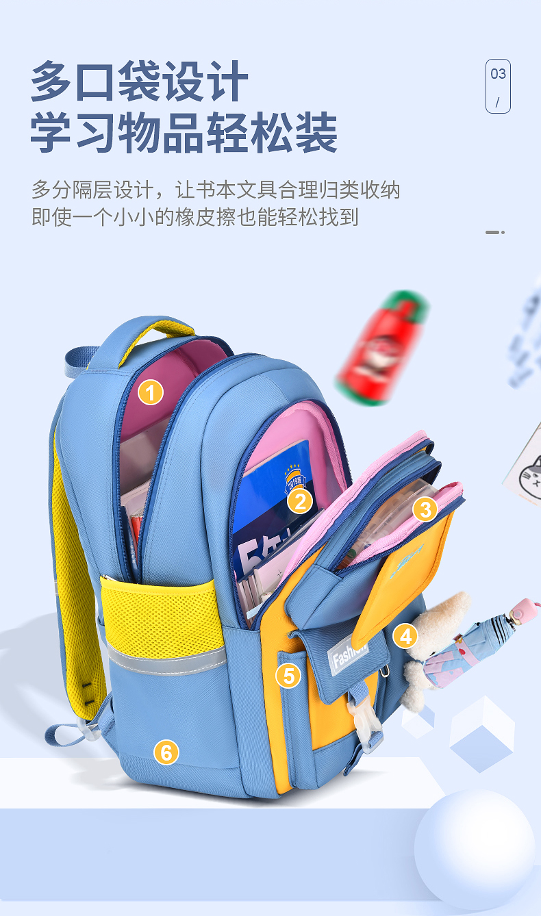 2023新款卡通学生书包1-6年级大容量轻便双肩包LZJ-4275详情9