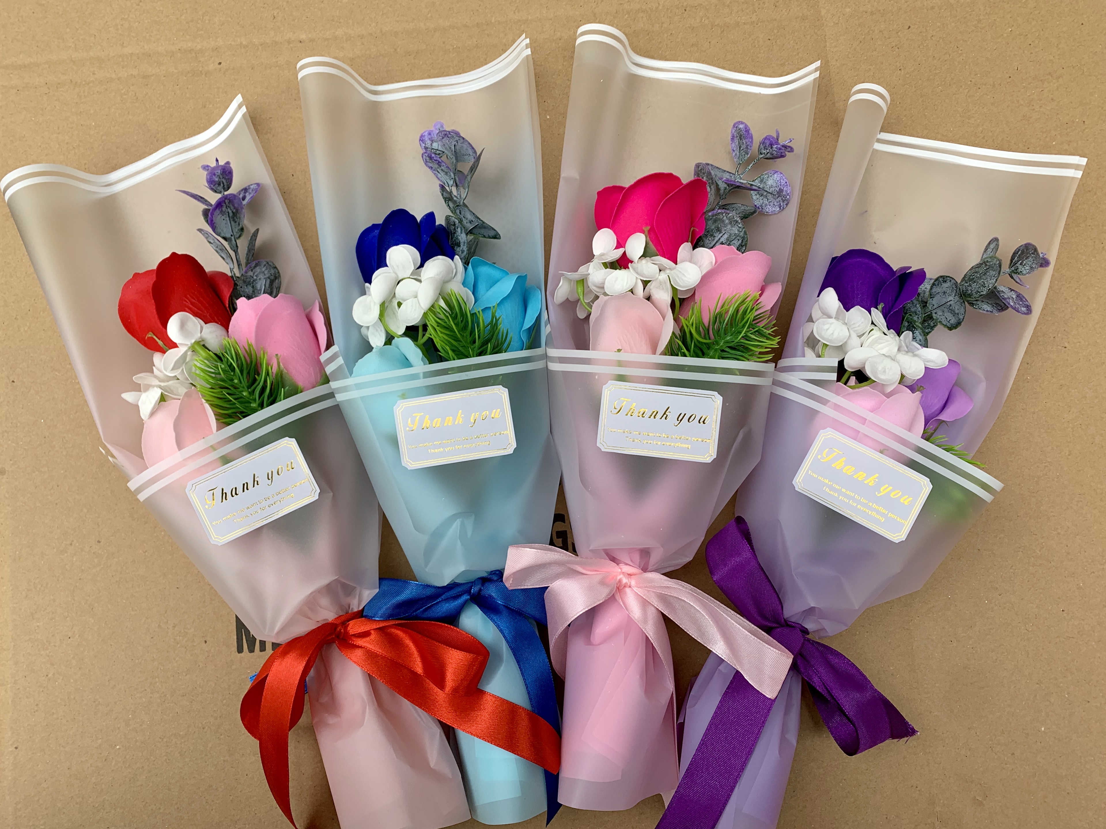 创意3朵花束礼品香皂花单支批发肥皂花七夕情人节礼品永生花单枝玫瑰