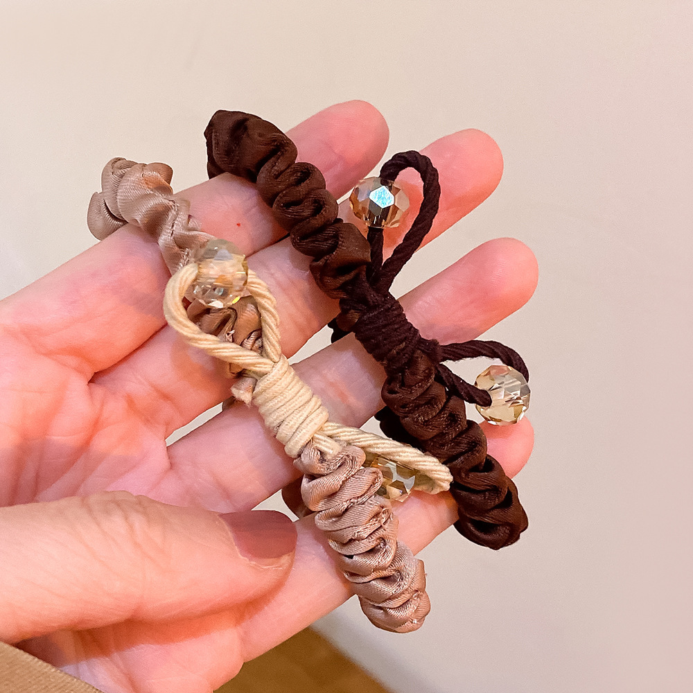 【 Exclusive Event 】 Buy 1 and get 10 free shipping. New Korean-style crystal hair band, pleated small intestine hair tie, simple and high-elasticity hair tie for women, and hair band Specification image