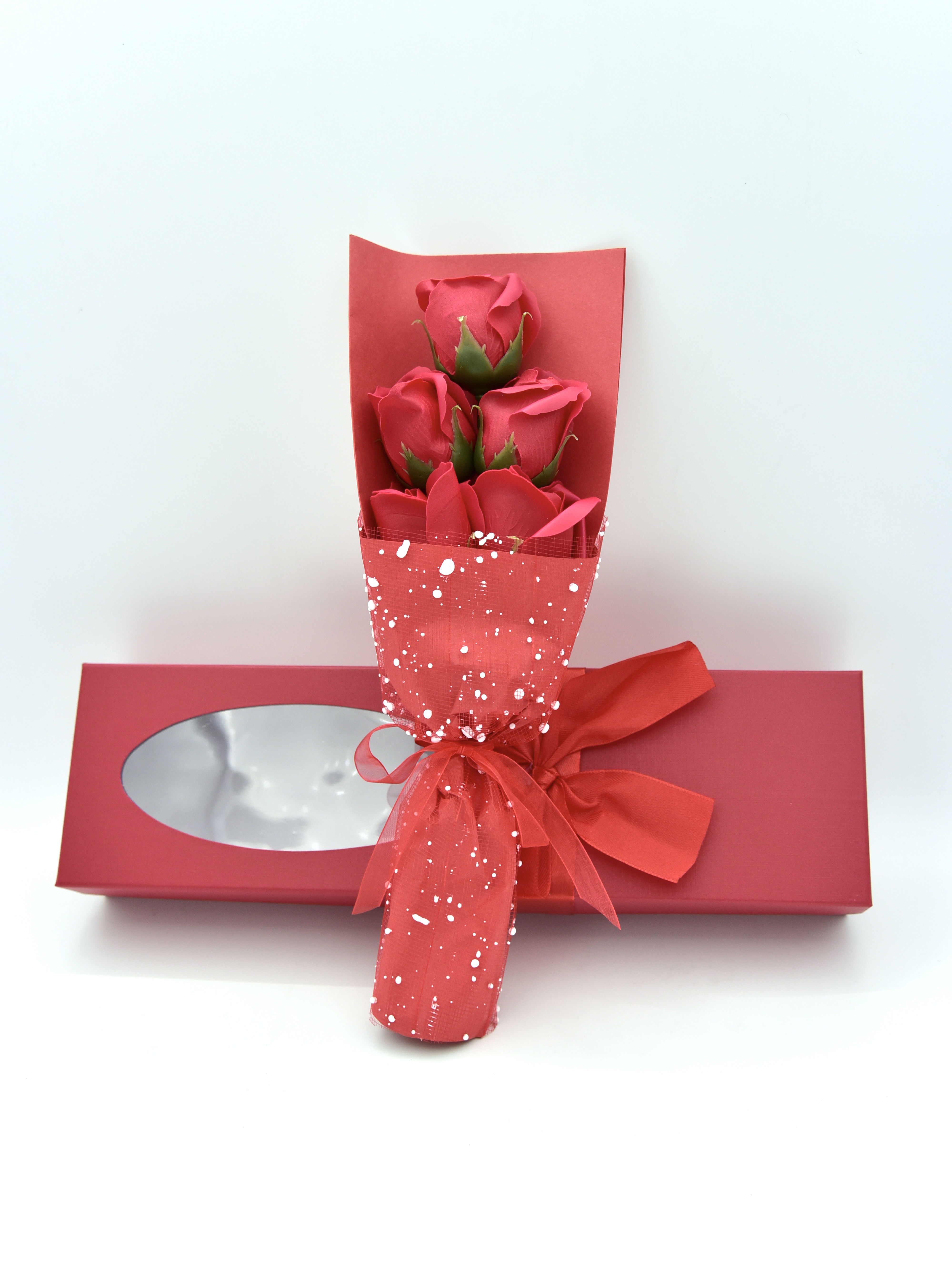 Creative 5-flower bouquet gift, single soap flower wholesale, soap flower Qixi Festival gift, preserved flower single rose