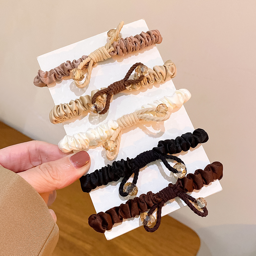 【 Exclusive Event 】 Buy 1 and get 10 free shipping. New Korean-style crystal hair band, pleated small intestine hair tie, simple and high-elasticity hair tie for women, and hair band details Picture