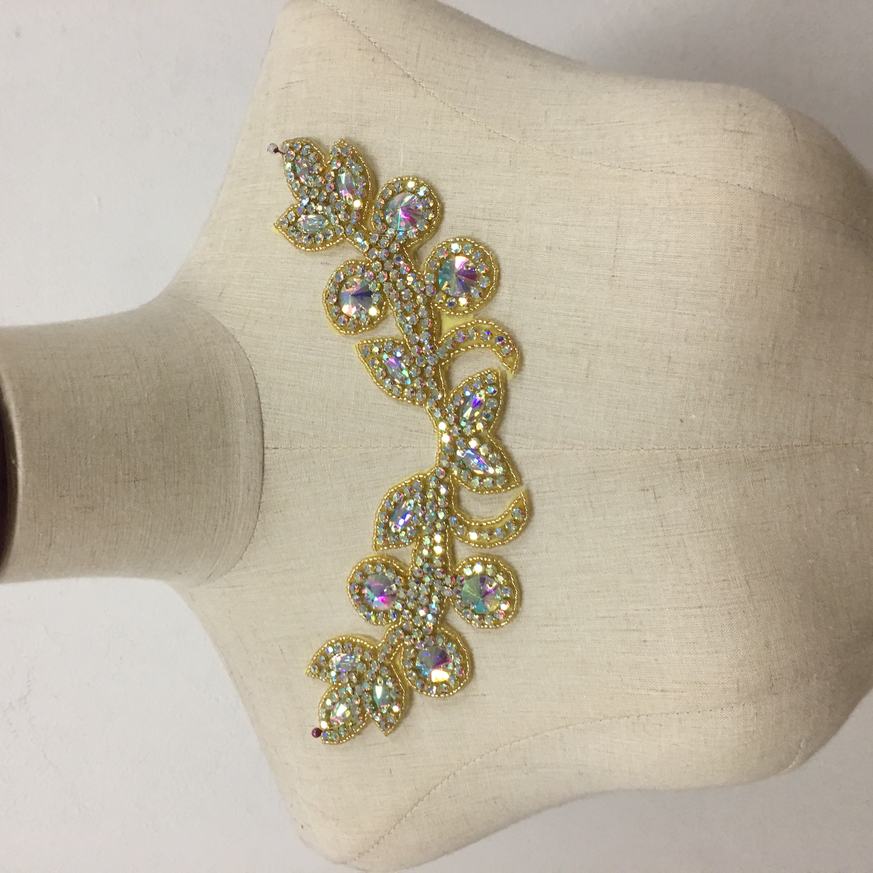 European and American seven-color wheat ear diamond waist belt, hand-sewn beaded evening dress belt accessory Specification image