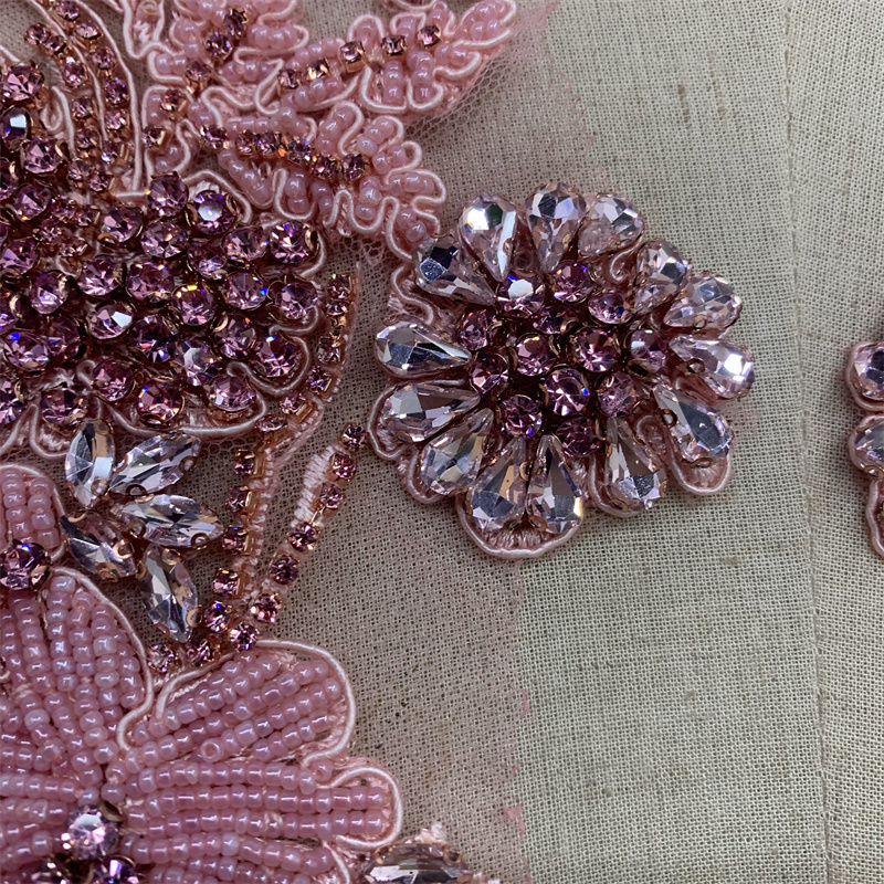 Pink beaded lace floral dress accessories and accessories details Picture