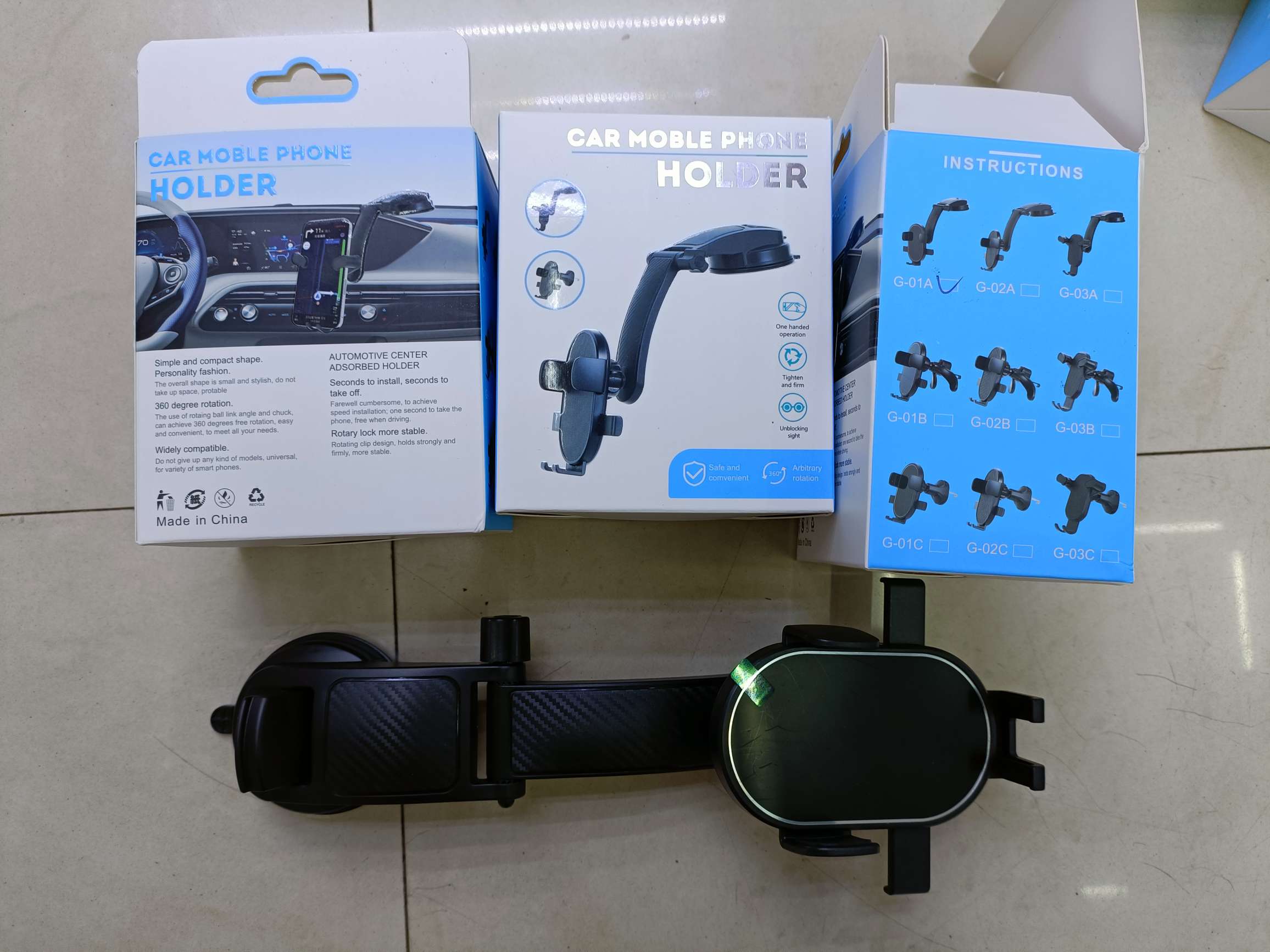 C-01系列车载手机支架 C-01A吸盘支架/C-01B三脚出风口支架/C-01C挂钩出风口支架详情图3