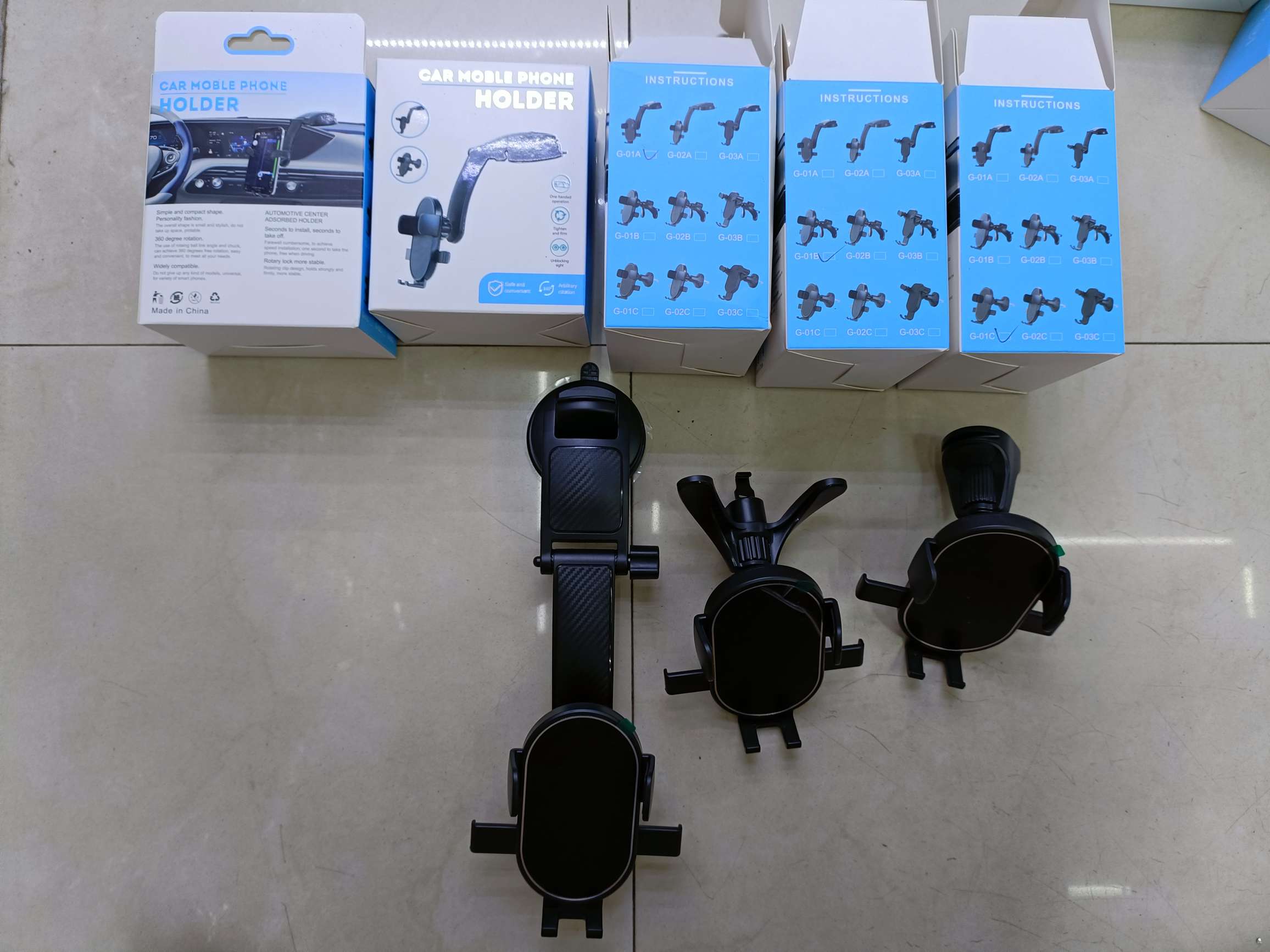 C-01系列车载手机支架 C-01A吸盘支架/C-01B三脚出风口支架/C-01C挂钩出风口支架详情图2