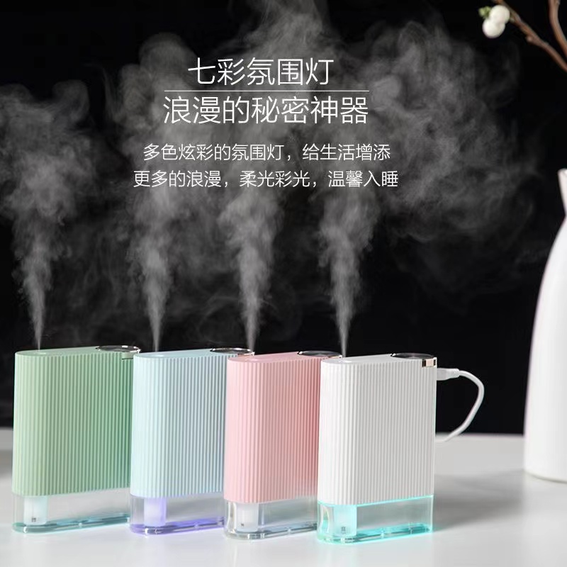 小型家用静音卧室办公桌面夜间减压助眠USB直纹简约加湿器详情1
