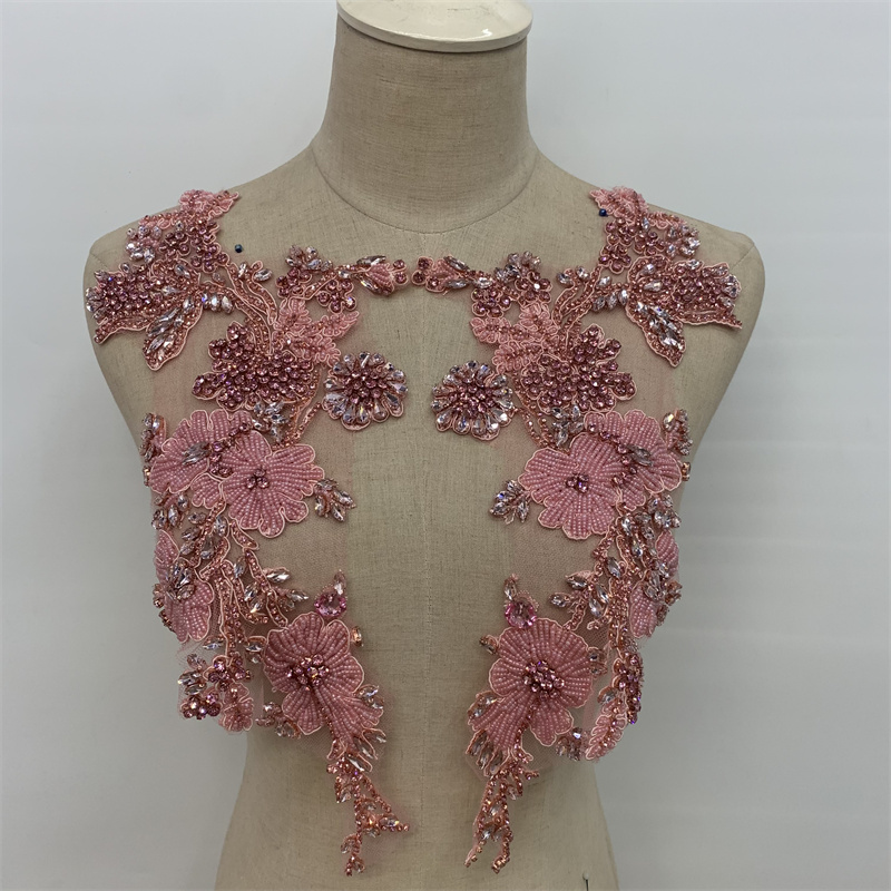 Pink beaded lace floral dress accessories and accessories
