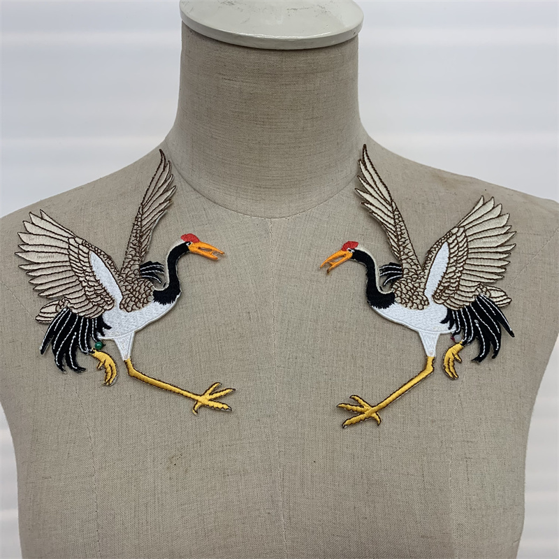 Chinese crane embroidery patchwork, ancient costume Hanfu accessory embroidery patchwork Specification image