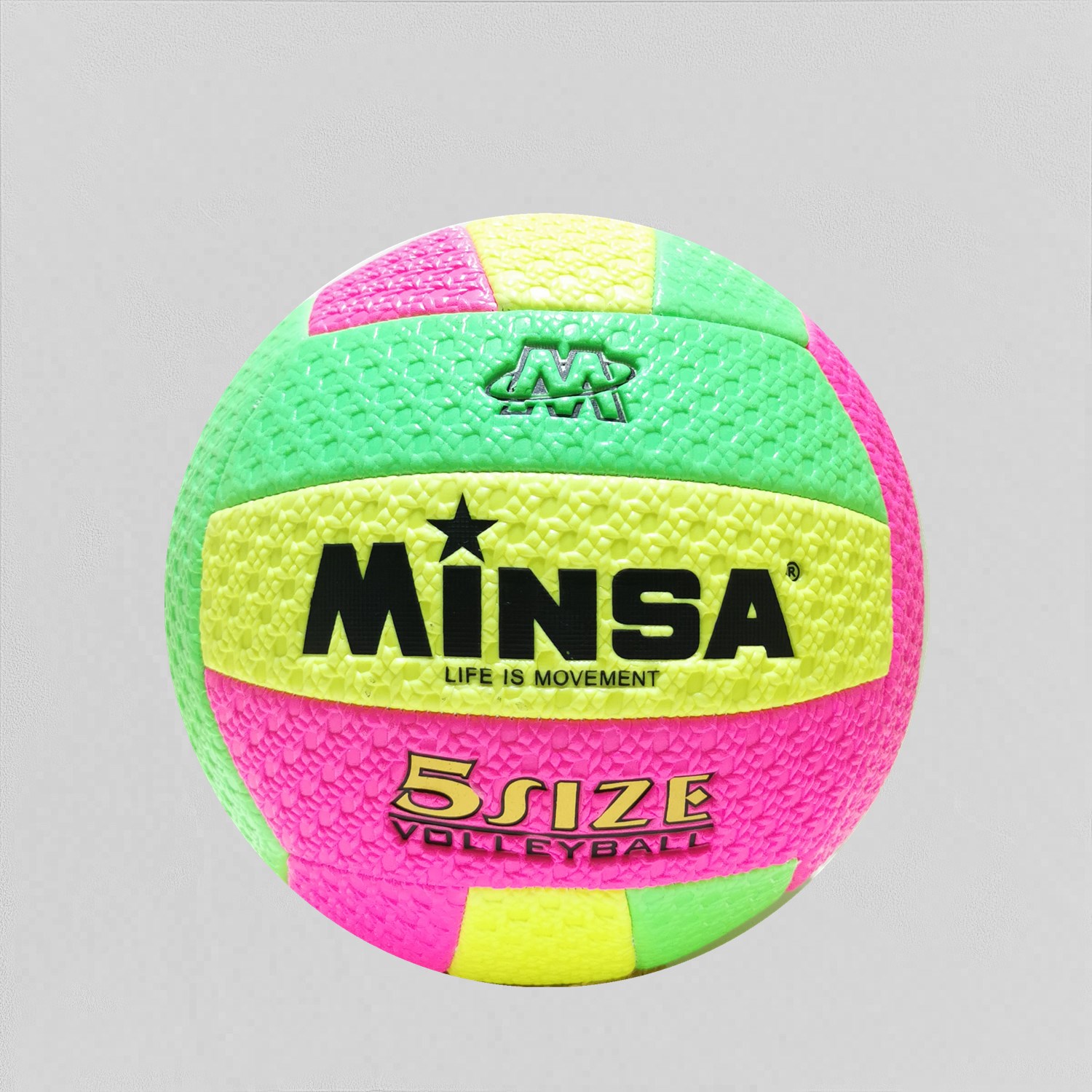 义乌排球工厂直销 MINSA新款5号发泡彩色机缝排球初中生室内外训练考试用球 柔软不伤手 充气式硬排球软皮