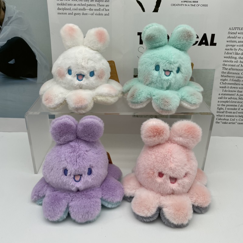 Rabbit Meow big flip plush doll key chain rabbit doll pendant bag hanging decoration grab machine doll supply