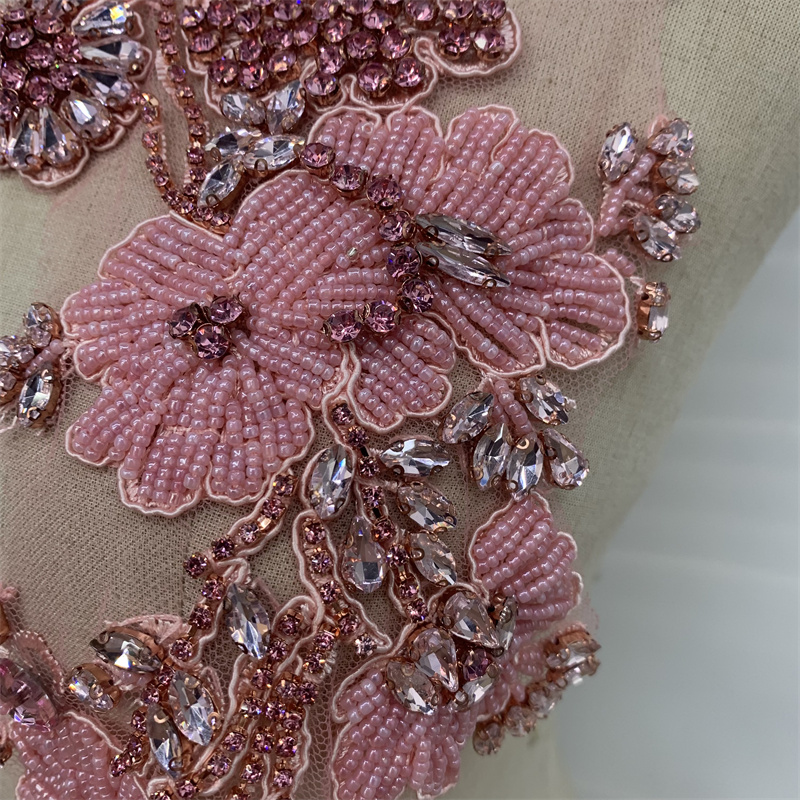 Pink beaded lace floral dress accessories and accessories Specification image