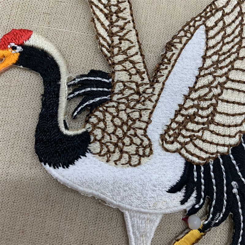 Chinese crane embroidery patchwork, ancient costume Hanfu accessory embroidery patchwork details Picture