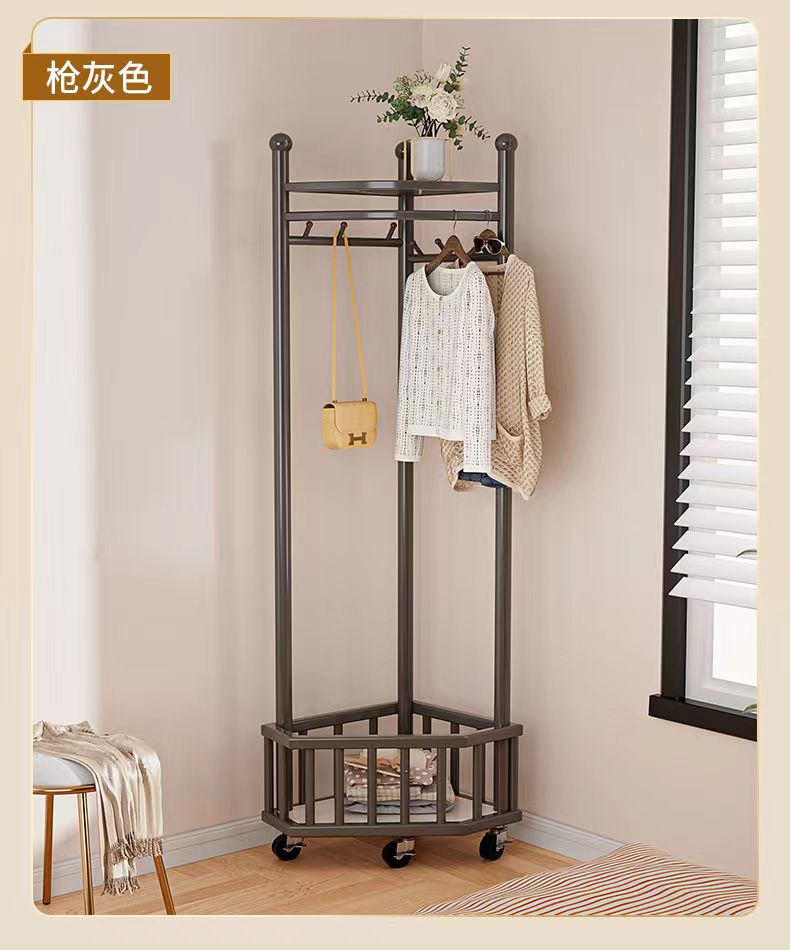 Coat rack, floor-standing, corner hangers in the bedroom, household hangers, simple indoor clothes drying rack in the living room, balcony pic 7