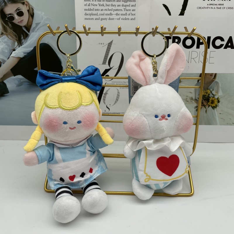 布艺毛绒公仔钥匙扣梦游爱丽丝玩偶挂件情侣包包挂饰抓机娃娃货源
