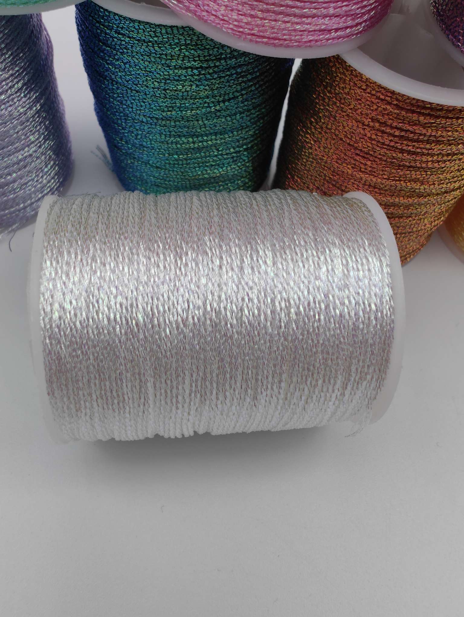 Gold and silver thread iridescent 6-strand braided jewelry thread detail image 6