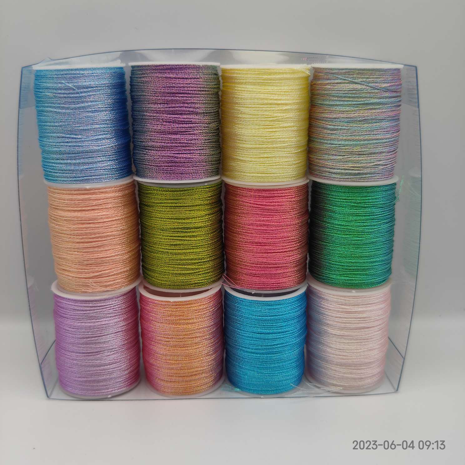 Gold and silver thread iridescent 6-strand braided jewelry thread