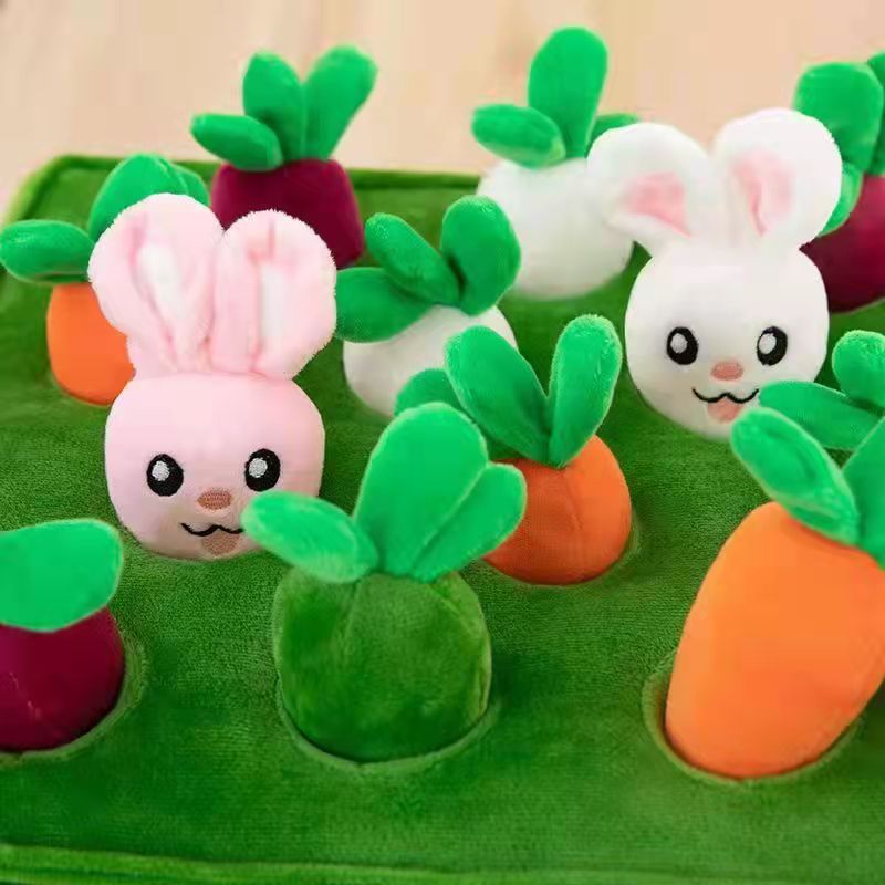 In stock: Radish pulling plush toys, pet gnawing dolls, fruits, vegetables, mushroom picking, children's early education Item Picture