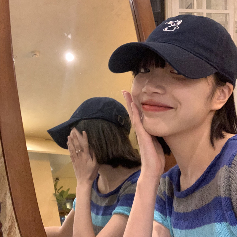 显脸小棒球帽鸭舌帽子女2023新款春夏天遮阳秋季兔子刺绣男生百搭