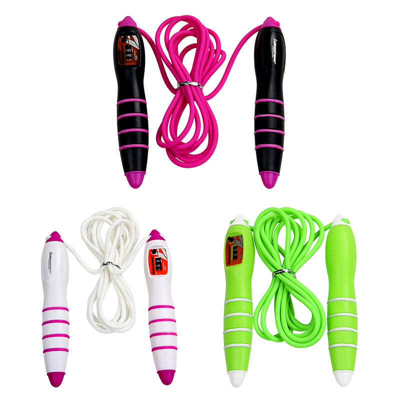 Multicolor Counting Skipping Jump Rope 2.75M Rubber Jump Rope Flexible Swivel Bearing Jump Rope