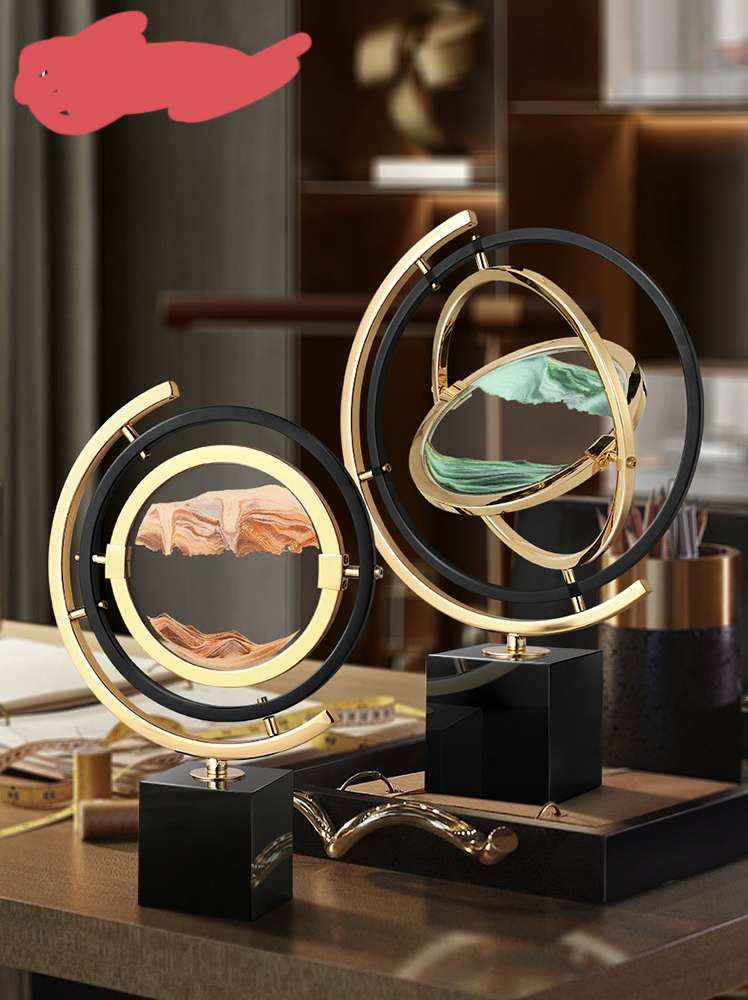 A modern, light luxury and creative office desk, study, living room and wine cabinet decoration, as well as a housewarming gift details Picture