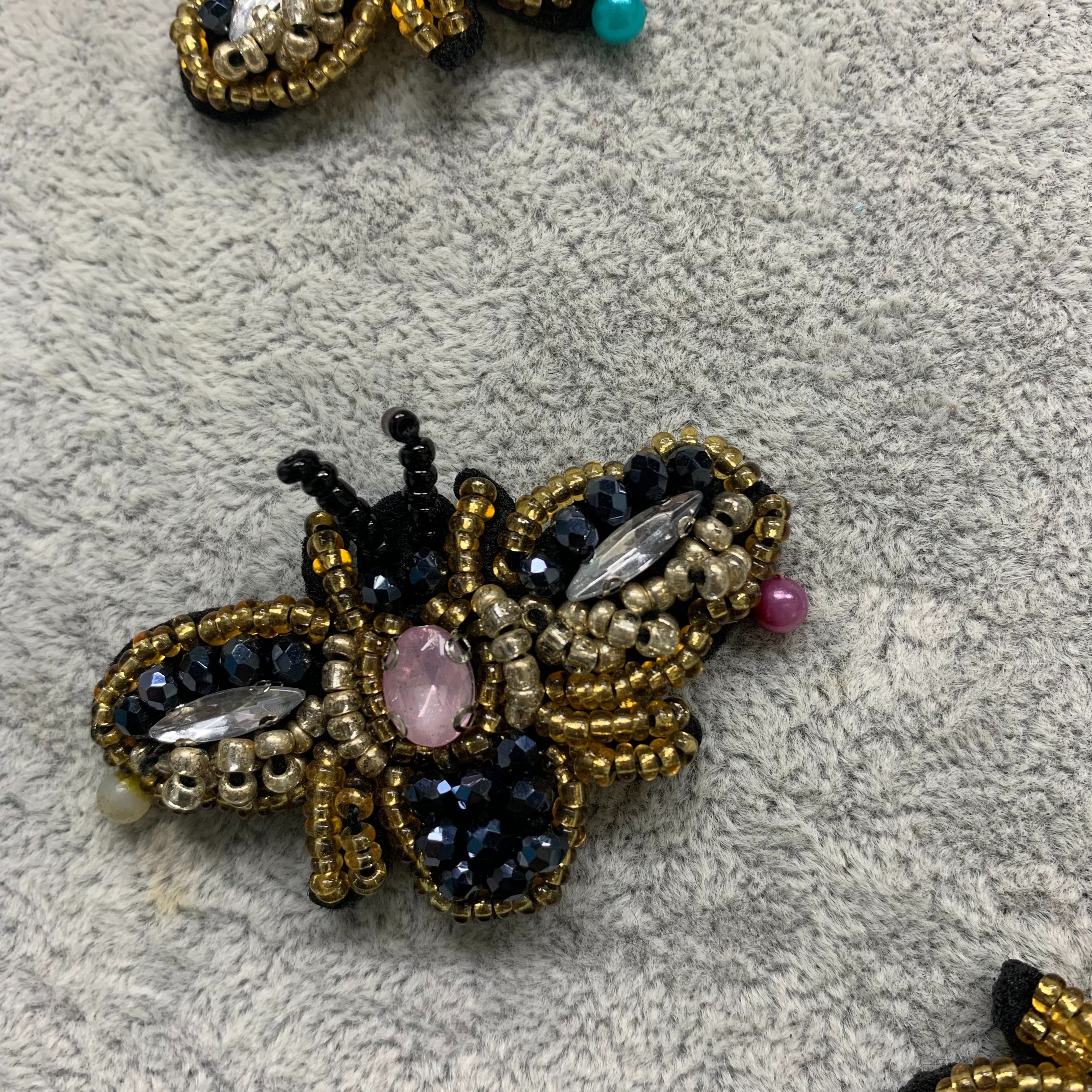 Hand-stitched beaded insect pattern crystal jewelry fabric stickers for clothing pic 3