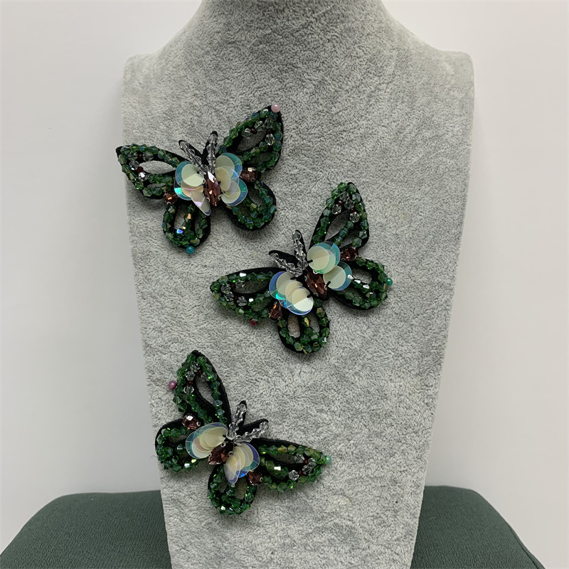 水晶蝴蝶串珠布贴 DIY 服装辅料衣服配件包包配件