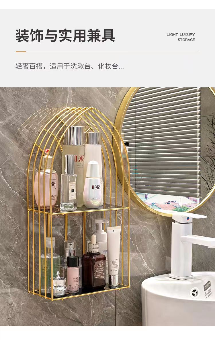Bathroom storage rack, wall-mounted toilet without drilling, shower room, washbasin, and wall-mounted storage rack pic 8