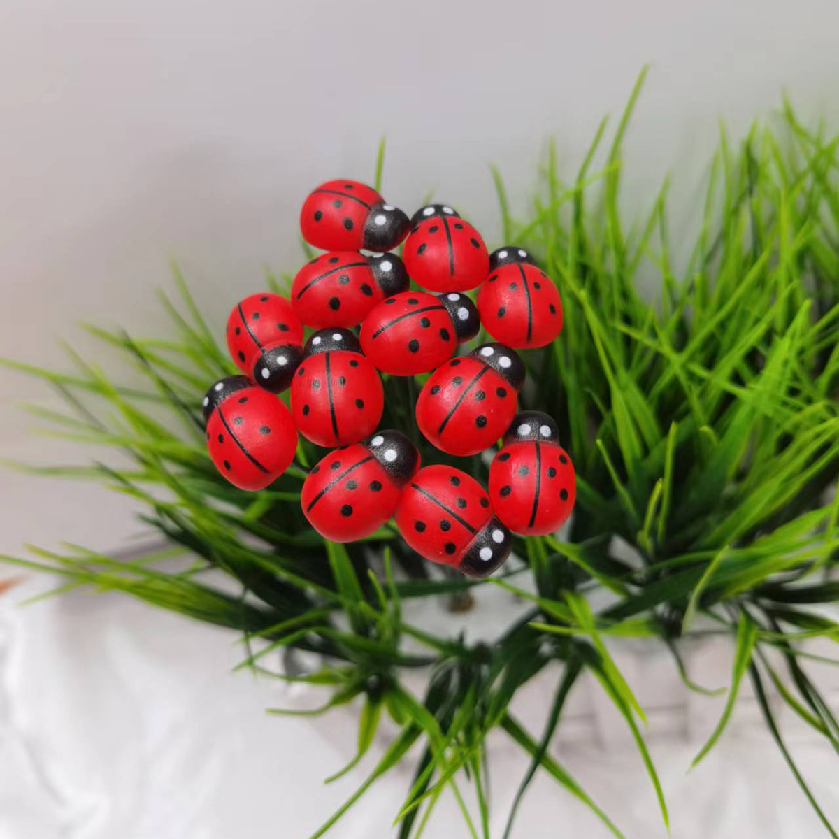 Handmade wooden beetle decorative garden plug-in handicrafts Application Scenario