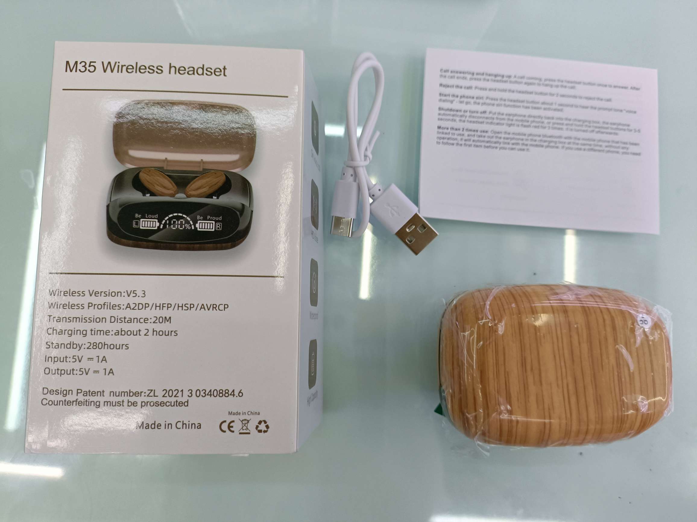 M35木纹蓝牙耳机 椭圆耳机详情图2