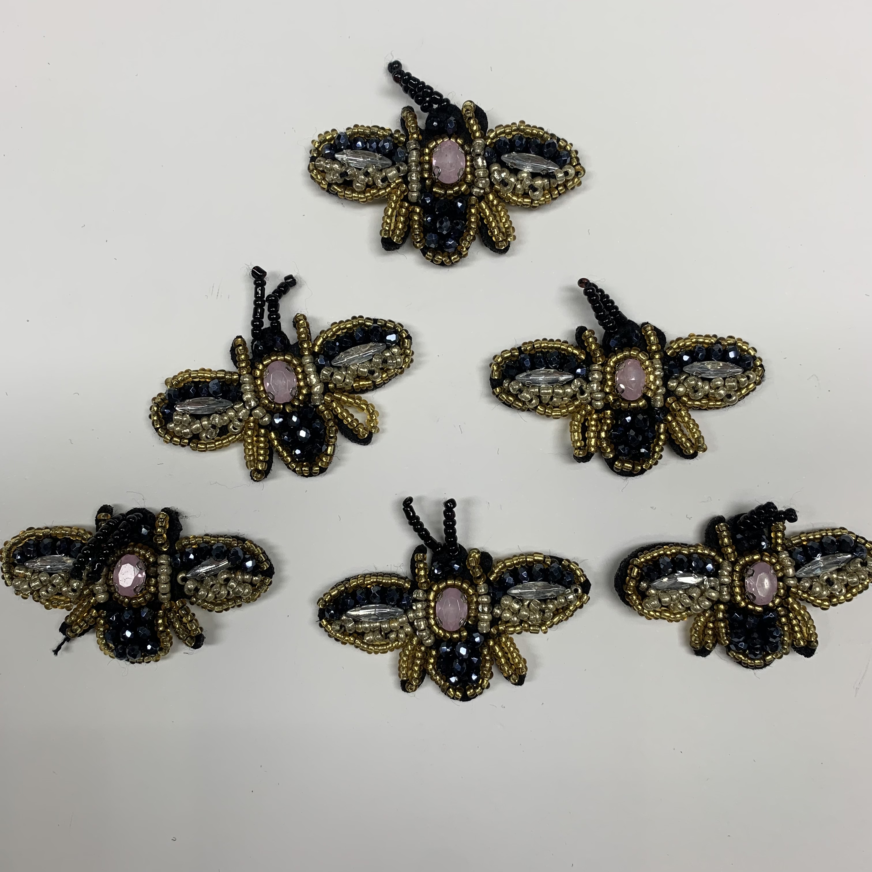 Hand-stitched beaded insect pattern crystal jewelry fabric stickers for clothing pic 2