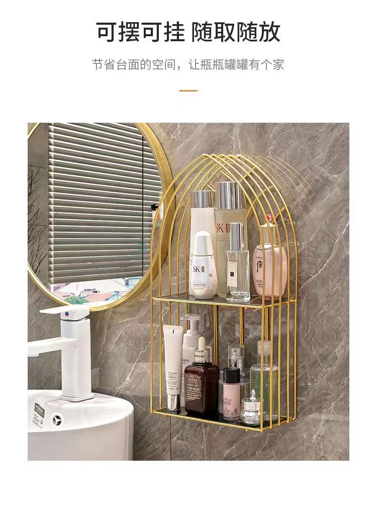 Bathroom storage rack, wall-mounted toilet without drilling, shower room, washbasin, and wall-mounted storage rack pic 4