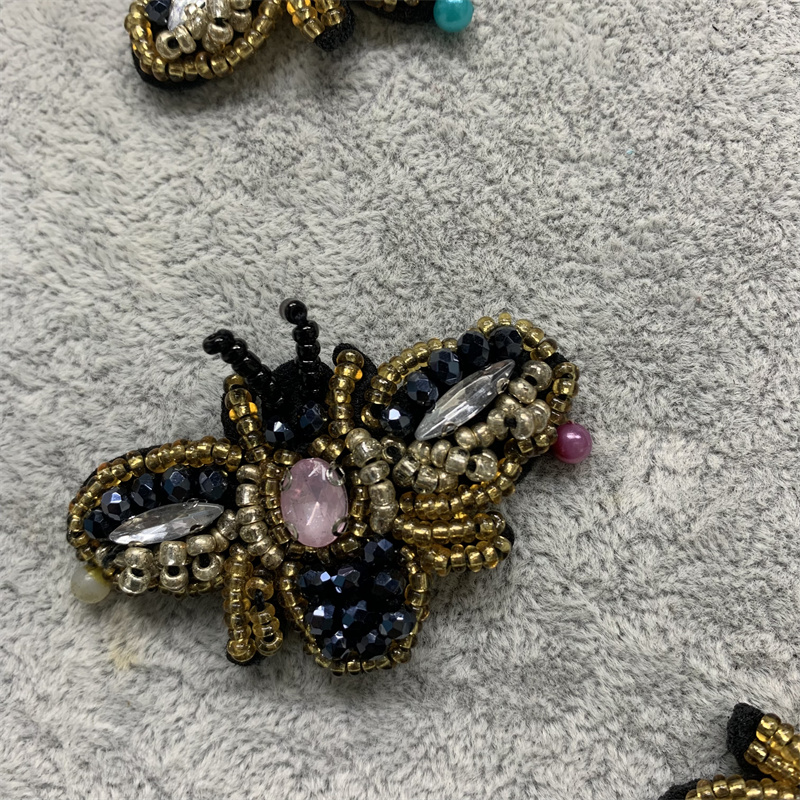 Hand-stitched beaded insect pattern crystal jewelry fabric stickers for clothing details Picture