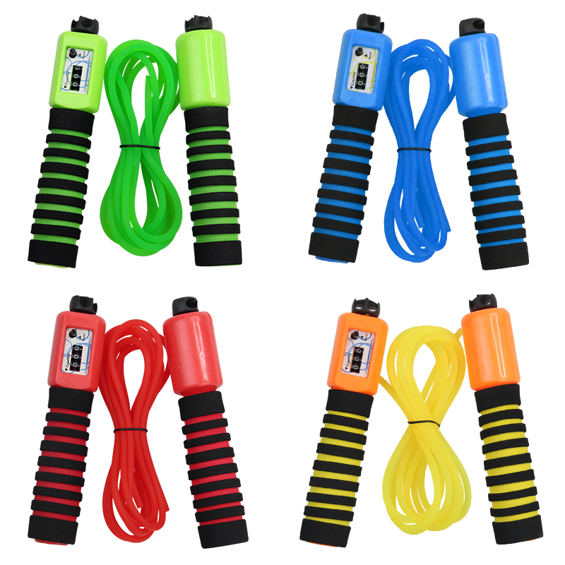 Leikesi LX-751 Kids Rubber Skipping Rope Two-color Sponge Sweat Non-Slip Handle Campus Training Counting Jumping Rope