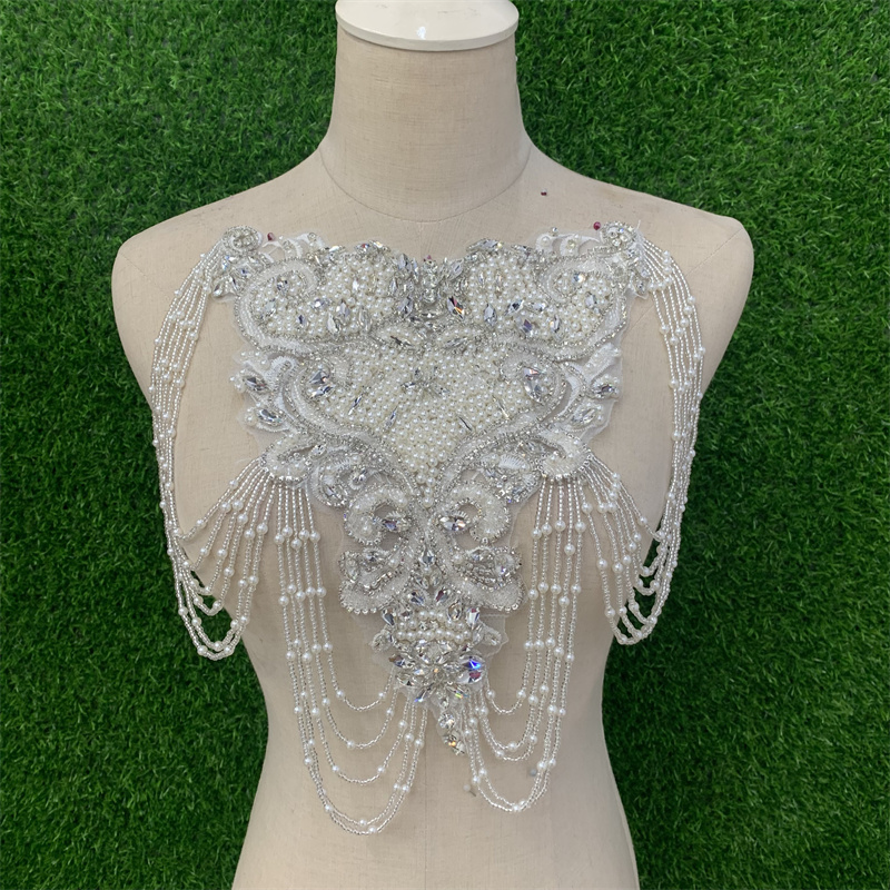 批发时尚潮流婚纱礼服手工钉珠蕾丝贴花
