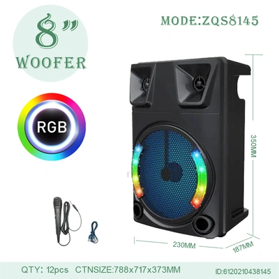 ZQS-8145 8-inch portable speaker Bluetooth wireless speaker radio wired microphone thumbnail