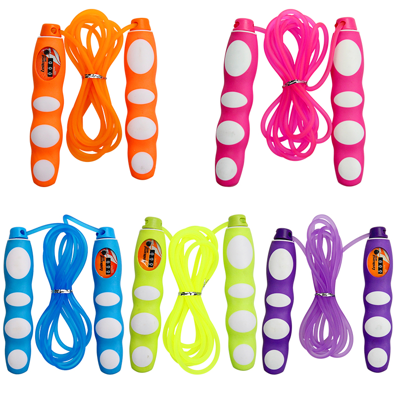 Leikesi LX-753 Rubber Jumping Rope Color Lagging Counting Handle Children Counting Skipping Rope