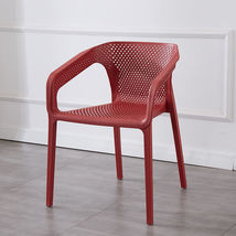 北欧塑料带扶手靠背椅加厚休闲成人餐椅简约大排档实心凳子洽谈椅