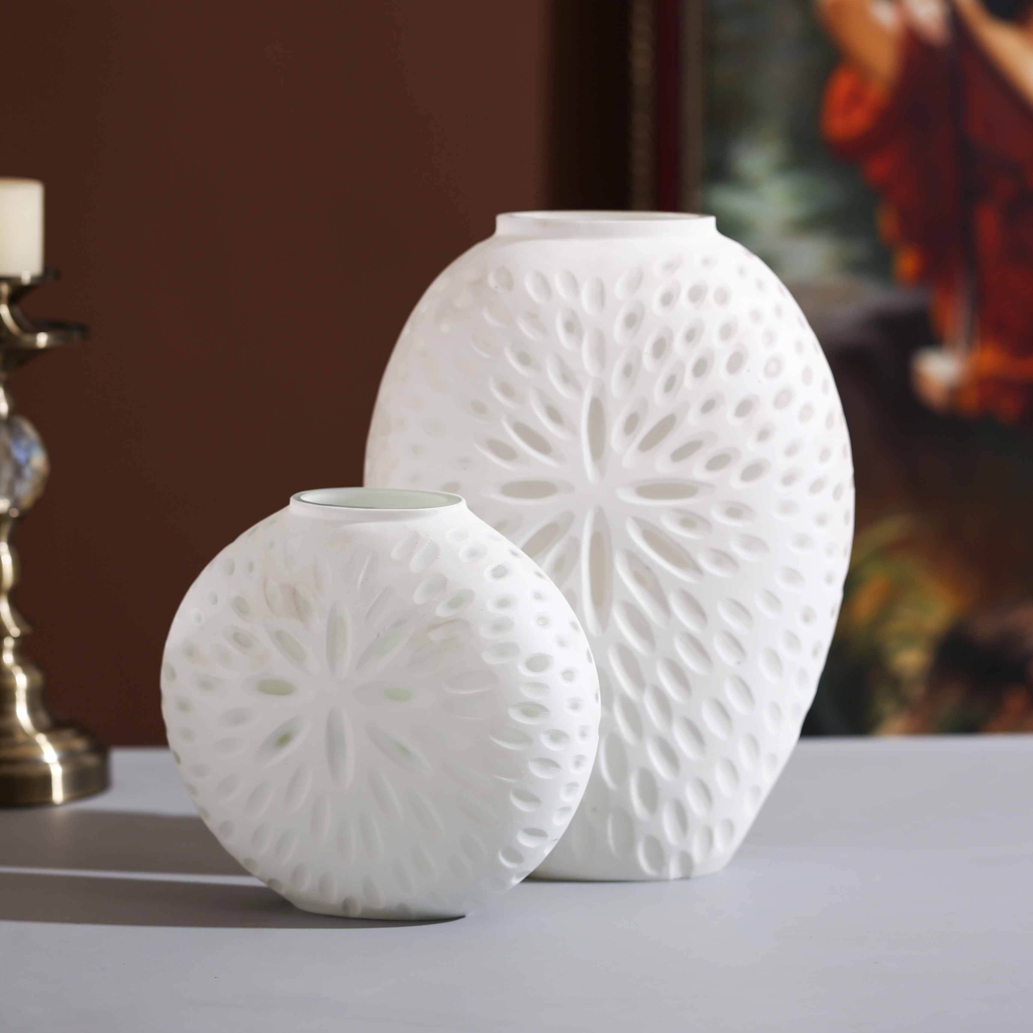 中式磨砂刻磨/鲜花水培插花/高档玻璃花瓶产品图